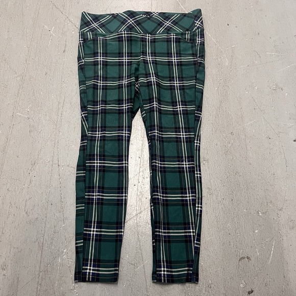 TORRID Size OS Pixie‎ Skinny High Rise Pants Green Plaid Business Casual - Picture 1 of 6